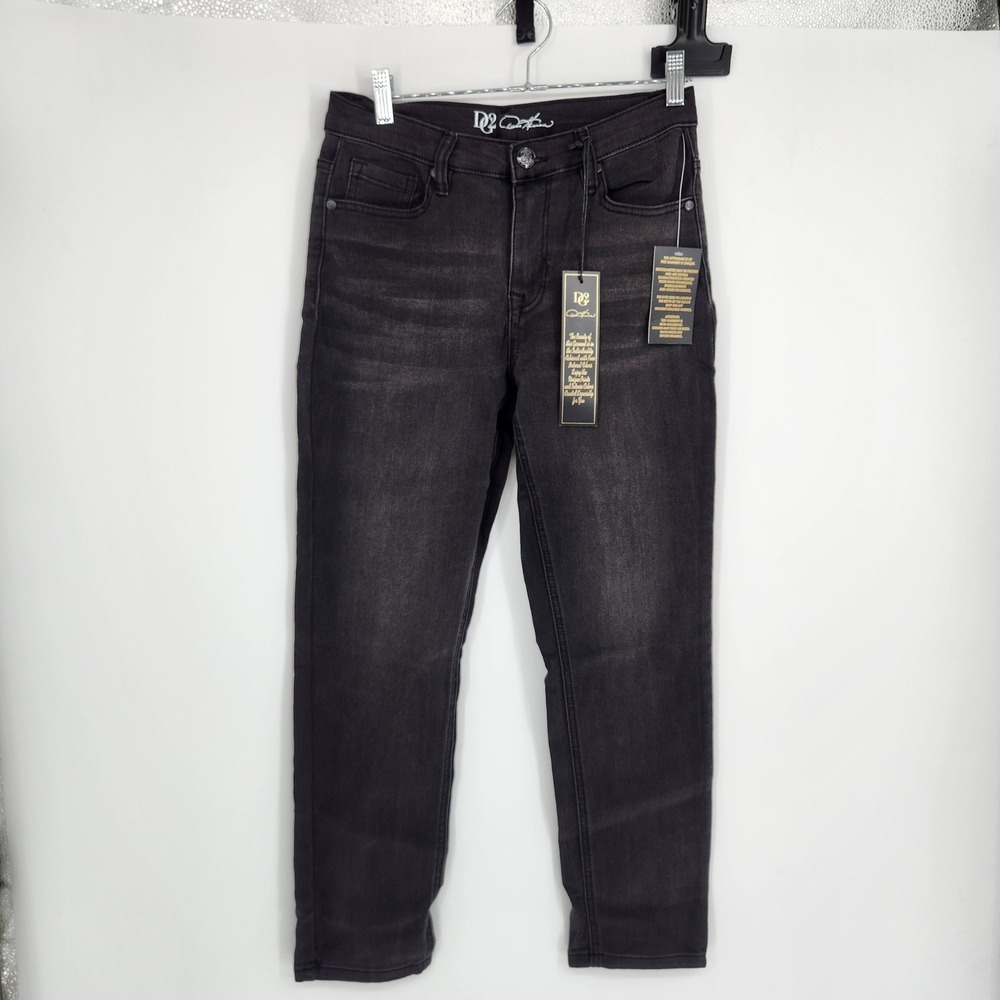 D&2 Diane Gilman Women Dark Wash Skinny Jeans 6P Petite Black Faded Stretch